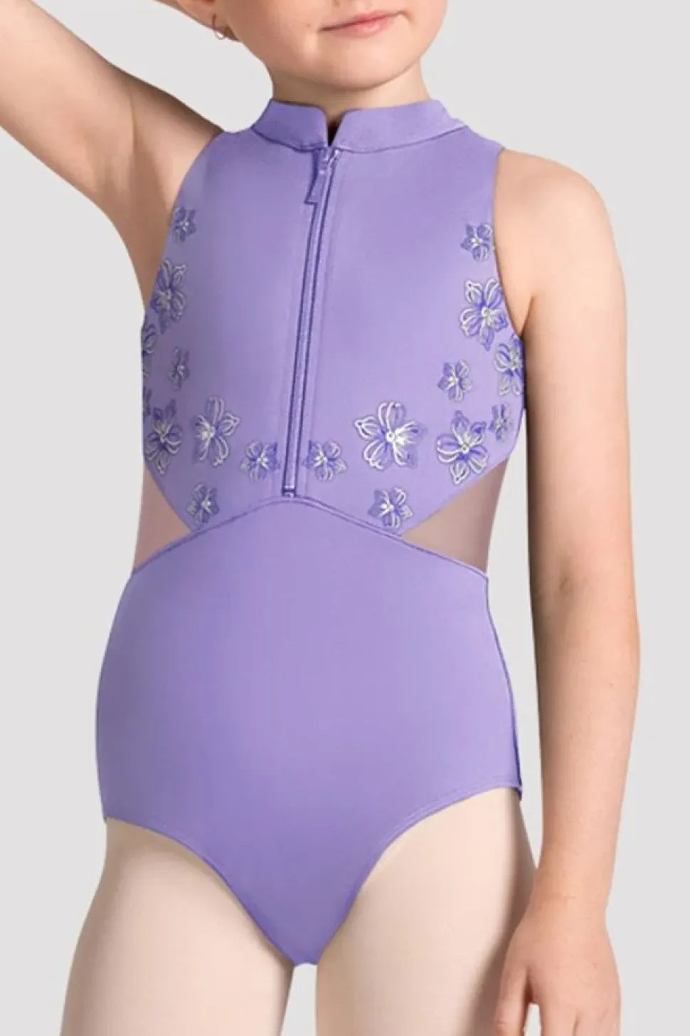 Girls Cayla Zip Front Leotard