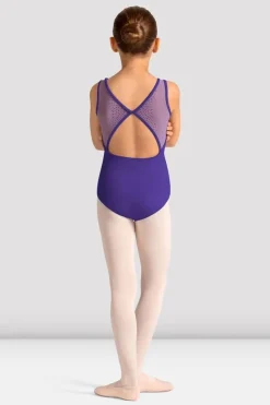 Girls Mirella Celestia Boat Neck Printed Leotard