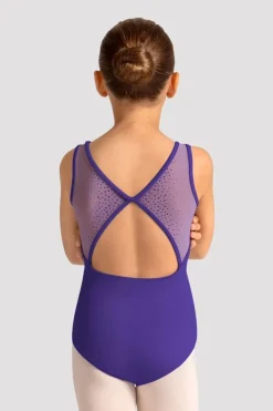 Girls Mirella Celestia Boat Neck Printed Leotard
