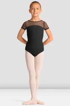 Girls Mirella Celestia Short Sleeve Printed Leotard