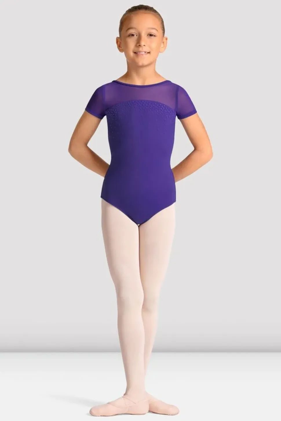 Girls Mirella Celestia Short Sleeve Printed Leotard