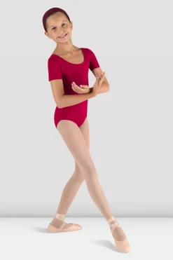 Girls Short Sleeve Round Neck Leotard