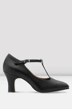 Ladies Chord T-Strap 3 inch Heel Character Shoes