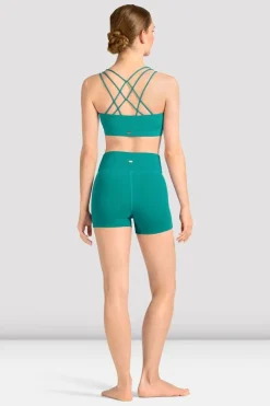 Ladies Mirella Celeste Cross Back Printed Crop Top