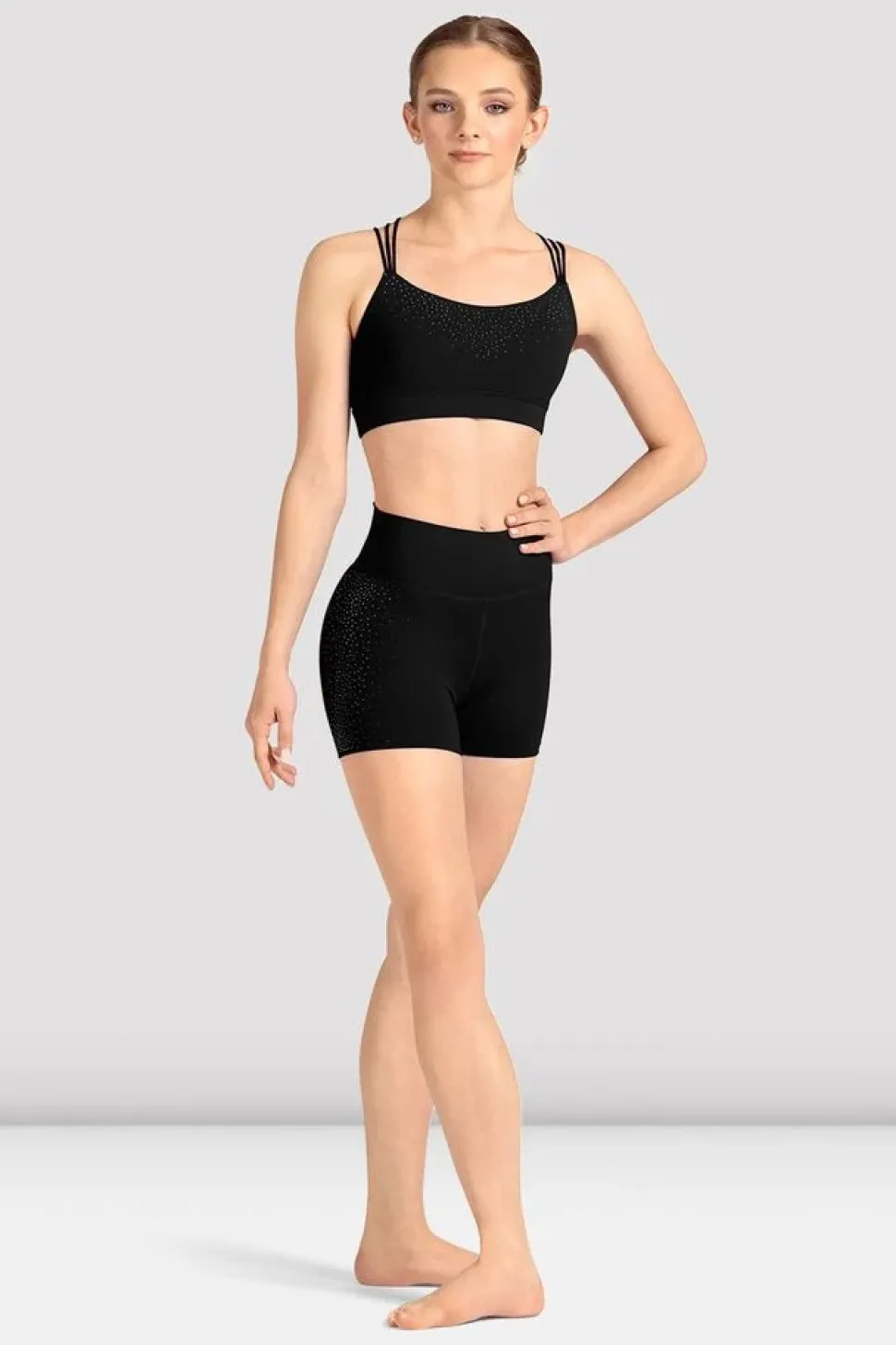 Ladies Mirella Celeste Cross Back Printed Crop Top