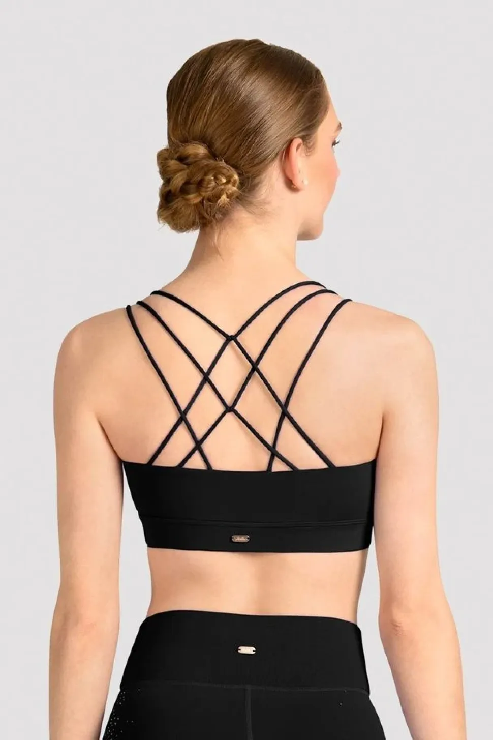 Ladies Mirella Celeste Cross Back Printed Crop Top