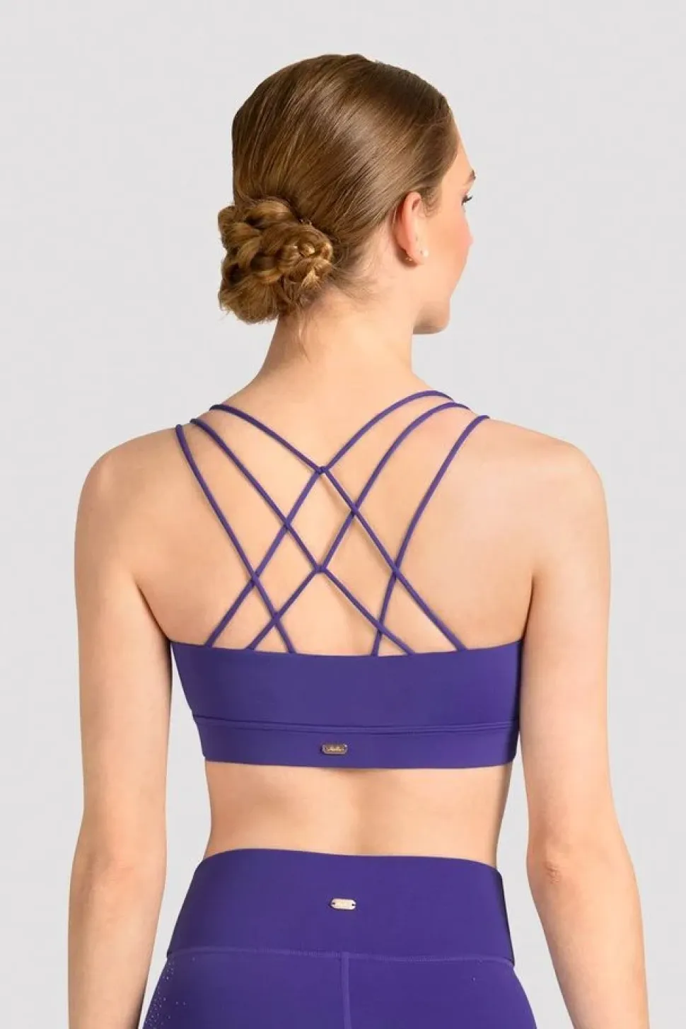 Ladies Mirella Celeste Cross Back Printed Crop Top