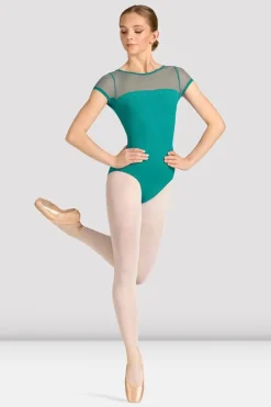 Ladies Mirella Celeste Short Sleeve Printed Leotard